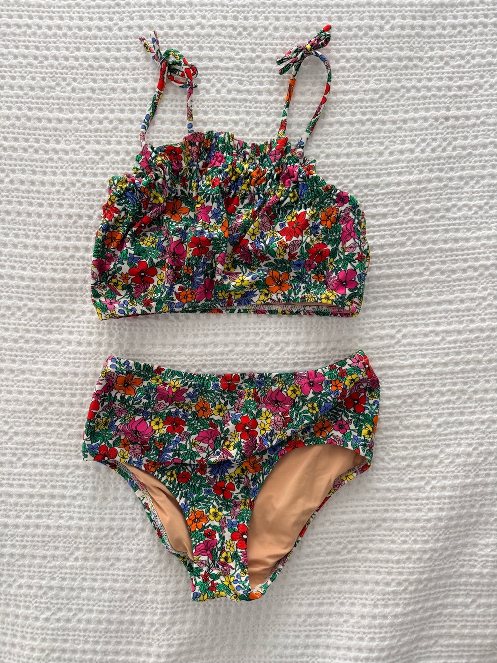 Crewcuts Floral Two-Piece Bikini in Green, Pink, Red, Orange, Yellow